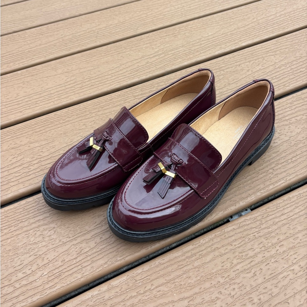 Rockport Burgundy Glossy Loafers with Tassels